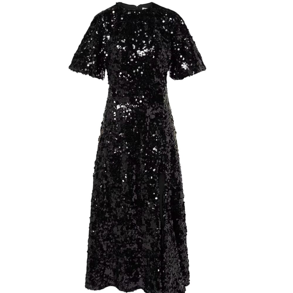 Ganni Velvet Black Sequin Maxi Dress Size 32